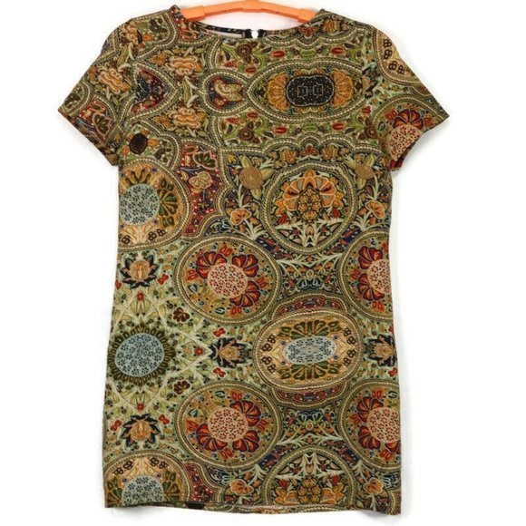 Glamorous Scuba Shirt T-Shirt Dress‎ Yellow Red Blue Boho Floral S Small - Picture 1 of 12